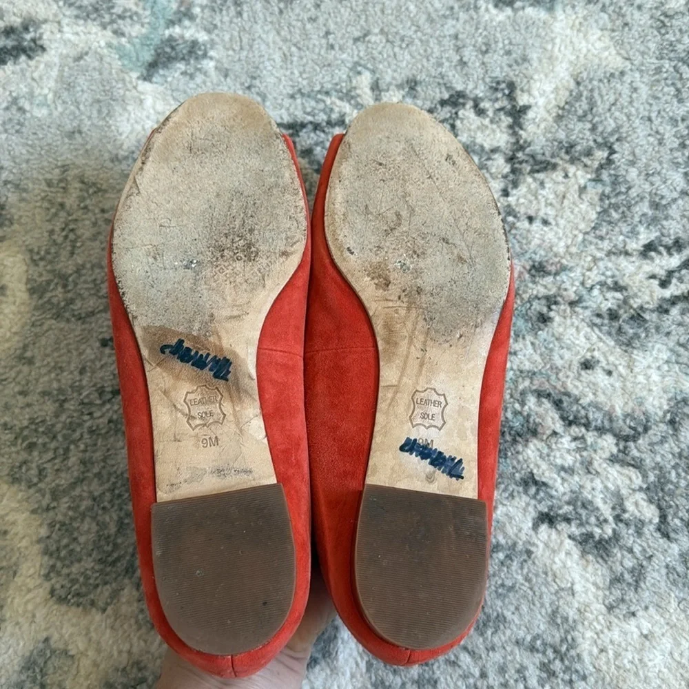 Tory Burch Salinas Peep Toe Flats in Orange Suede
